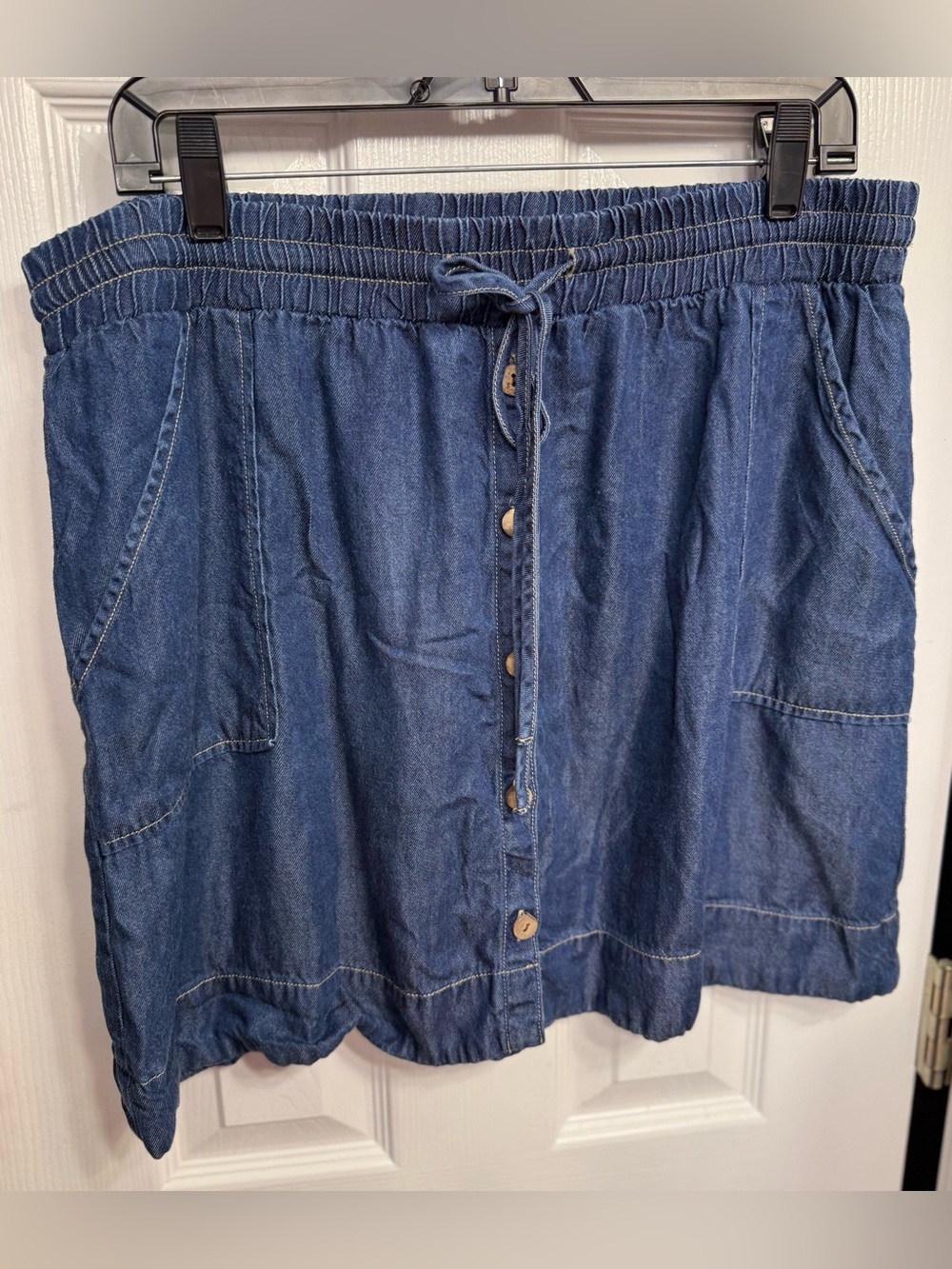 Universal Thread Dark Blue Denim Button-Front Mini Skirt